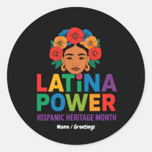 Titel: Frauen Latina Power Blume Hispanic Monat Runder Aufkleber
