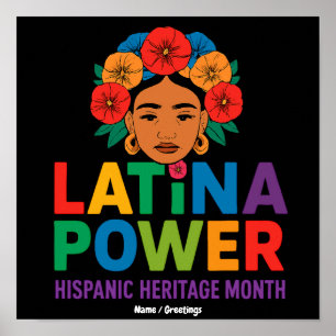 Titel: Frauen Latina Power Blumen Hispanischer Mon Poster