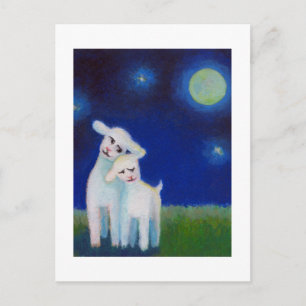 Titel: Full Moon Sweethearts - Lämmer Schafe Lieb Postkarte