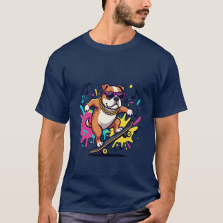 Titel: Funky Cartoon-Hund Grafik-T-Shirt  T-Shirt