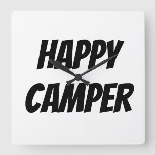 Titel: Glücklicher Camper Lustiger Camping Outdoor Quadratische Wanduhr