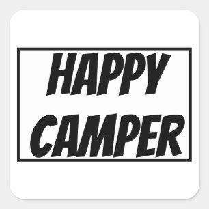 Titel: Glücklicher Camper Lustiger Camping Outdoor Quadratischer Aufkleber
