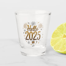 Titel: "Hello 2025" New Year Shot Brillen