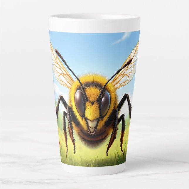 Titel: Lächelnde Hummel-Illustration Milchtasse (Vorderseite)