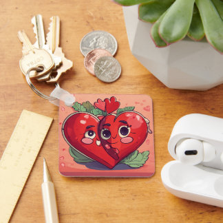 Titel: Linked Hearts" Double Heart Keychain Schlüsselanhänger