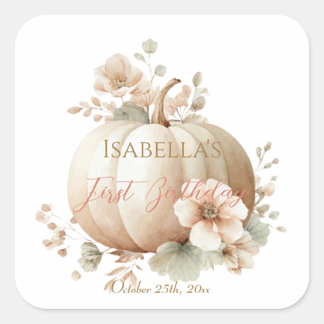 Titel: Little Pumpkin First Birthday Sticker (Vorderseite)