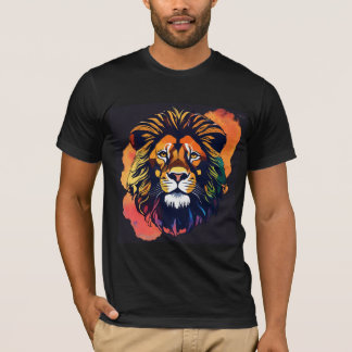 Titel: "Majestic Roar: Geometric Lion T - Shirt De