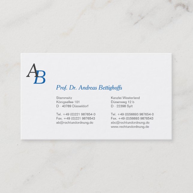 Titel mit Initial Visitenkarte (Vorderseite)