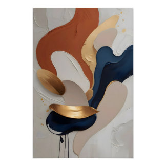Titel Moderne abstrakte Terrakotta-Navy-Gold-Kunst Poster