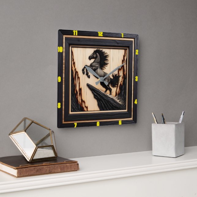 Titel: Mountain Spirit: Personalisiertes Gebläseho Quadratische Wanduhr (Büro)