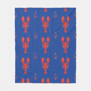 Titel: Navy Blau & Rote Hummer-Küstenschlafdecke Fleecedecke