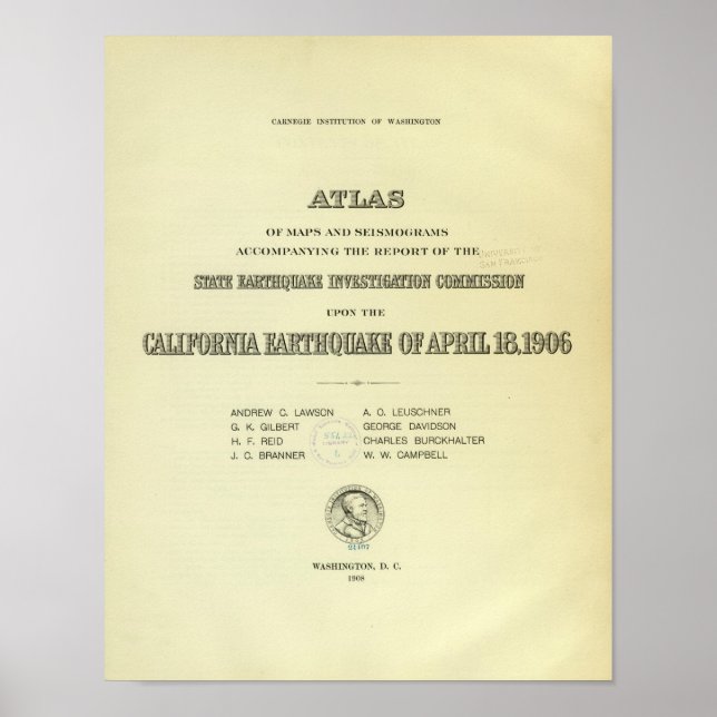 Titel Page Atlas California Erdbeben Poster (Vorne)