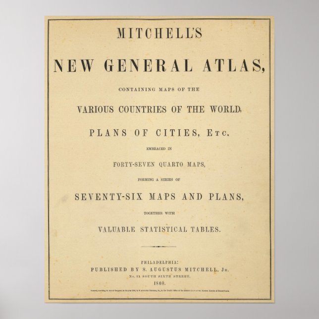 Titel Page Mitchell's neuer allgemeiner Atlas Poster (Vorne)
