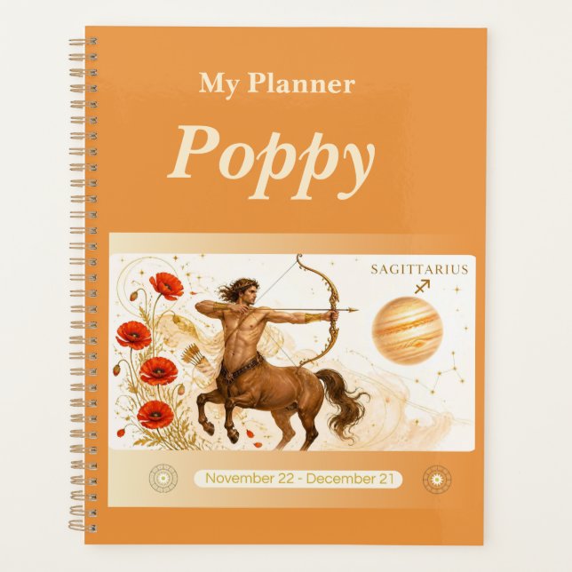 Titel: Personalisierter Schütze-Zodiac-Planer  Planer (Vorderseite)
