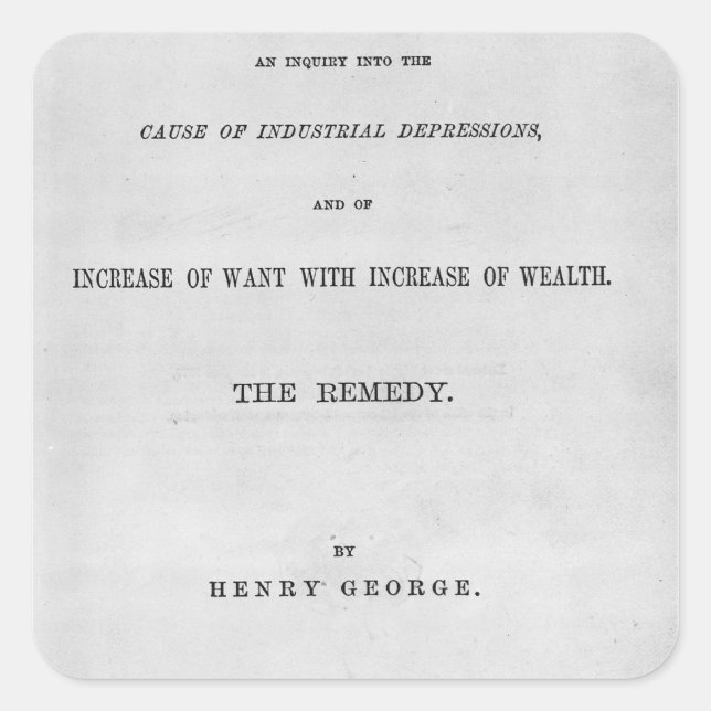 Titel "Progress and Poverty" Quadratischer Aufkleber (Vorderseite)