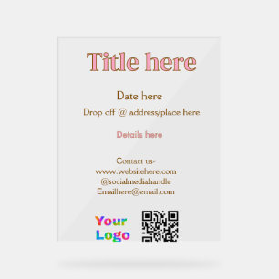 Titel QR-Kontakt-Logo hier Ort Datum Unternehmen Acrylschild