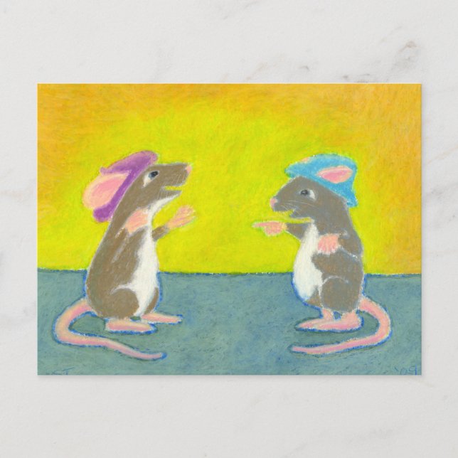 Titel:  Ratten in Hats - Spaß alberner Happy Roden Postkarte (Vorderseite)