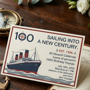 Titel: Segeln in ein neues Jahrhundert 100. Geburt Einladung