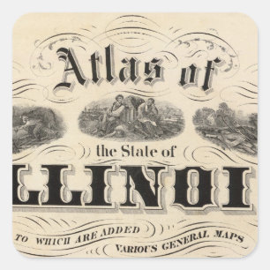 Titel Seite Atlas des Staat Illinois Quadratischer Aufkleber