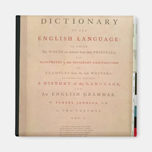 Titel Seite des Volumens I des Englischen Magnet (Vorne)