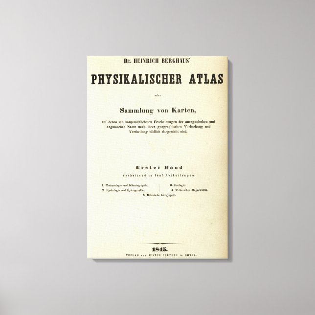 Titel Seite Dr. Heinrich Berghaus Leinwanddruck (Vorderseite)