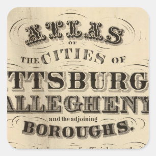 Titel Seite Pittsburgh, Allegheny atlas Quadratischer Aufkleber
