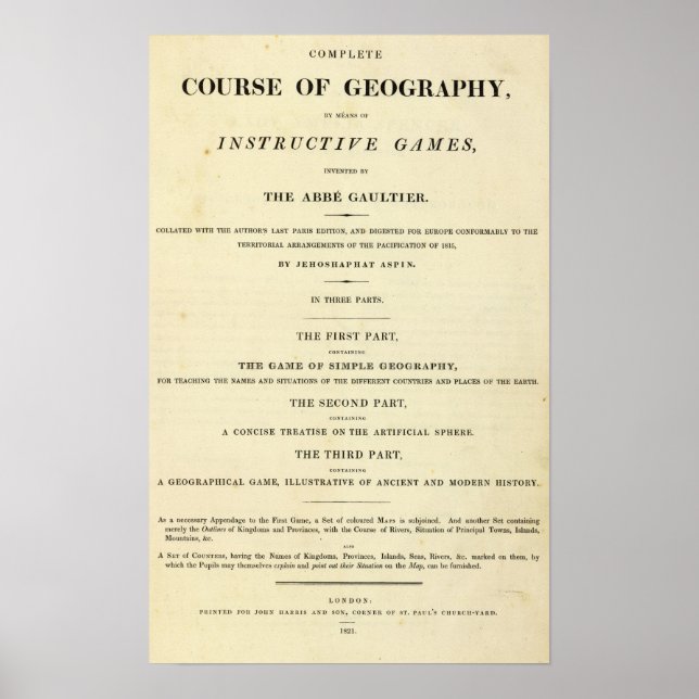 Titel Seite Vollständiger Verlauf der Geografie Poster (Vorne)