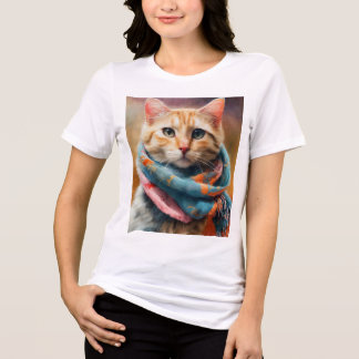 Titel: Stilvolle Katze im gemütlichen Scarf Tri-Blend Shirt