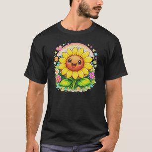 🌻 Titel Süße lächelnde Sonnenblume Regenbogen Gar T-Shirt