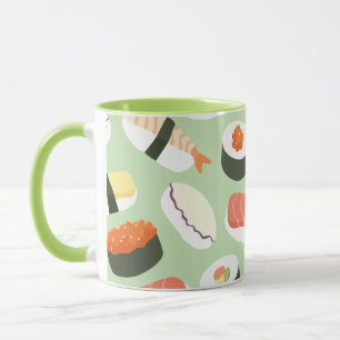 Titel: Süßes japanisches Sushi-Nahtlosmuster Tasse