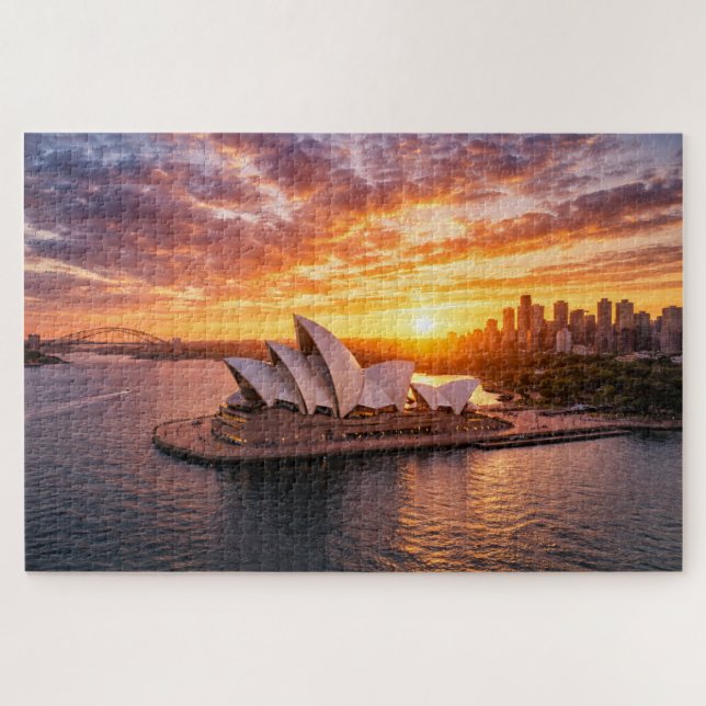 Titel Sydney Opera House Sonnenuntergang Luftfotog Puzzle (Horizontal)