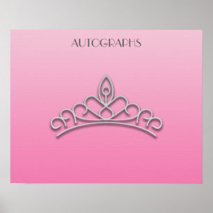 Titel-Tiara-Autogrammposter in Rosa und Silber Poster
