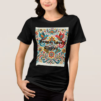 Titel: Vibrank Folk Art Floral Pattern T - Shirt