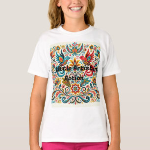 Titel: Vibrank Folk Art Floral Pattern T - Shirt
