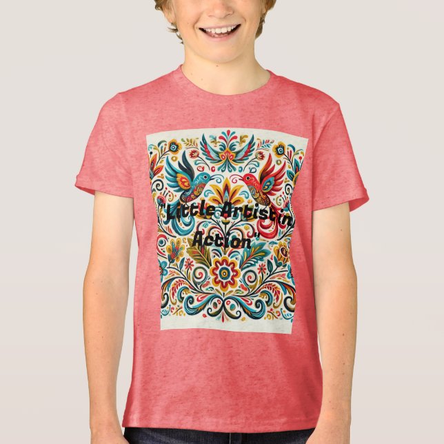 Titel: Vibrank Folk Art Floral Pattern T - Shirt (Vorderseite)