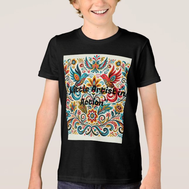 Titel: Vibrank Folk Art Floral Pattern T - Shirt (Vorderseite)