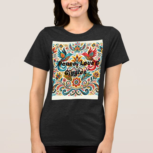 Titel: Vibrank Folk Art Floral Pattern T - Shirt (Vorderseite)