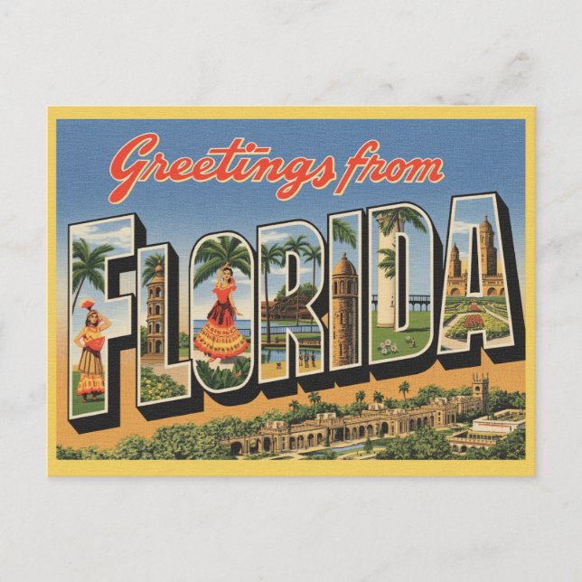 Titel Vintag "Grüße aus Florida" Postkarte (Vorderseite)
