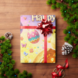 Titel: Whimsical-Osterhase und farbenfrohes Ei-Pat Geschenkpapier