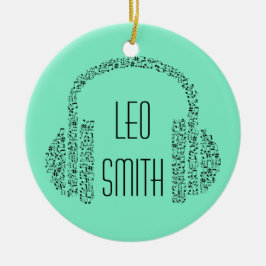 Titel zum Thema Musik Kopfhörer personalisiert Keramik Ornament