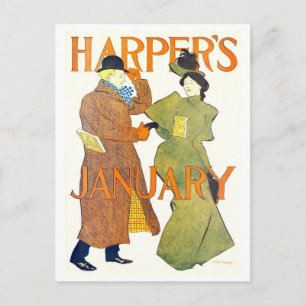 Titelbild von Harper's Januar 1895 Postkarte