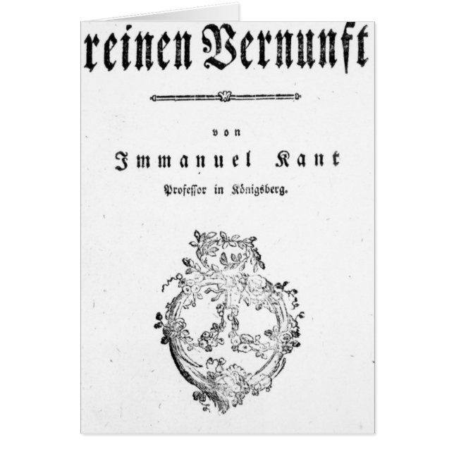 Titelblatt 'der Kritik von reinem (Vorne)