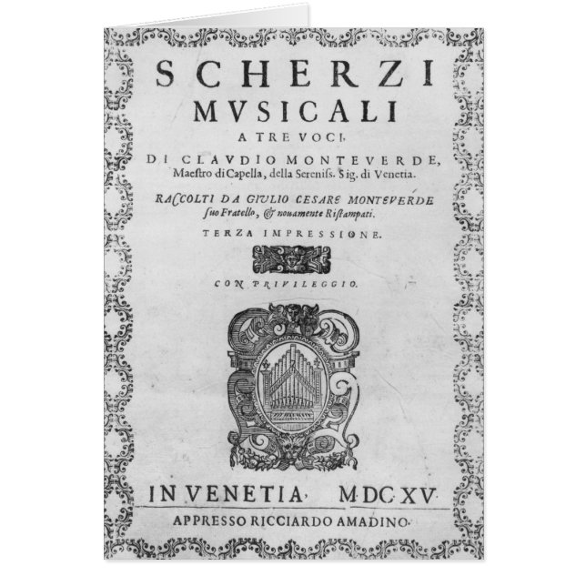 Titelblatt der 'Scherzi Musicali (Vorne)