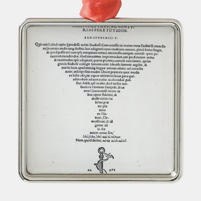 Titelblatt der Sprichwörter von ERASMUS Silbernes Ornament (Vorne)