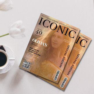 Titelblatt der Zeitschrift qr Code 40. Geburtstag  Einladung