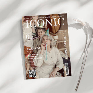 Titelblatt der Zeitschrift qr Code 60. Geburtstags Einladung