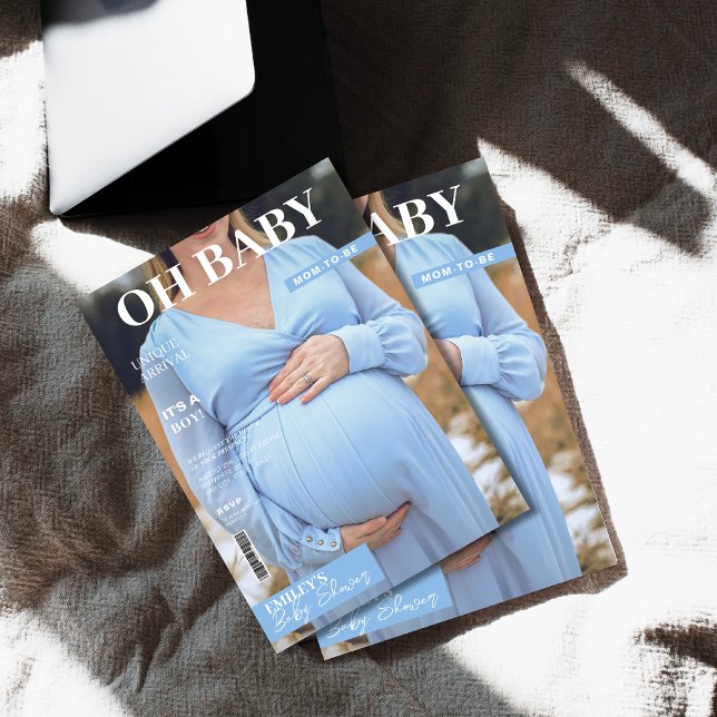Titelblatt des Magazins Foto Boy Baby Dusche Einladung (Von Creator hochgeladen)