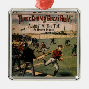 Titelblatt des Vintage-Sport-Baseball-Magazins Thr Silbernes Ornament