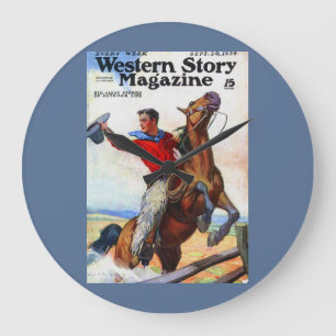 Titelblatt des Western Story Magazins 1924 Große Wanduhr