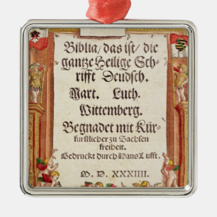 Titelblatt von der Luther Bibel, c.1530 Silbernes Ornament